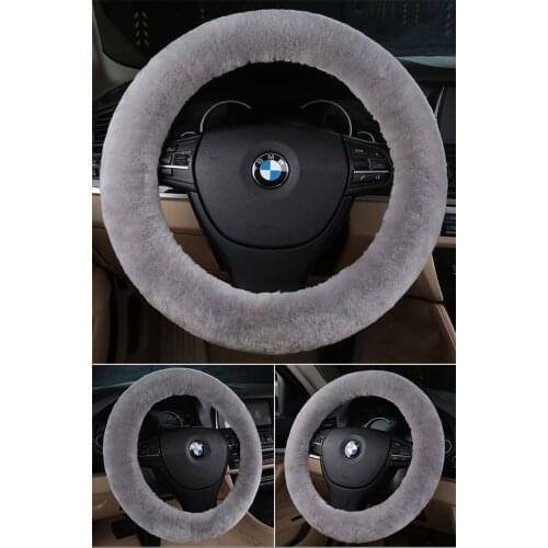 Sheepskin Wool Steering Wheel Cover Unisex Plush Car Handle Fur Car Styling Suitable for 35CM-42CM Steering Wheel Auto Parts