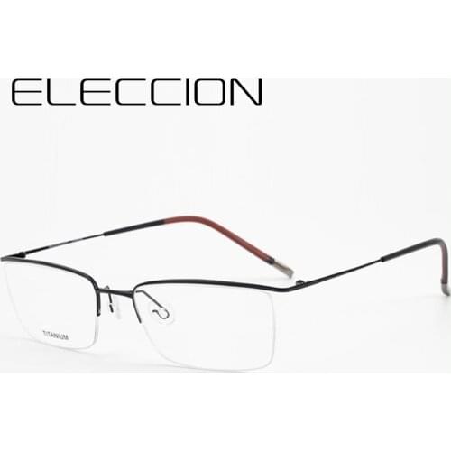ELECCION Eyebrow Pure Titanium Rim Optical Glasses Frame for Men Women Square Myopia Prescription Eyeglasses Clear Eyewear 5502