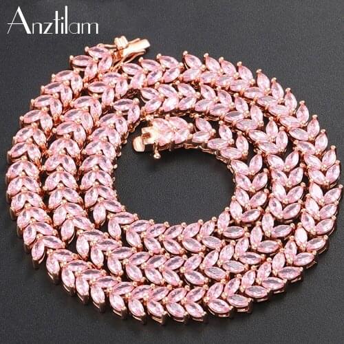 8mm Hip Hop Olive Branch Chain Iced Out Necklace for Men Paved Setting Zirconia Stone Choker For Women Goth Fashion Jewelry