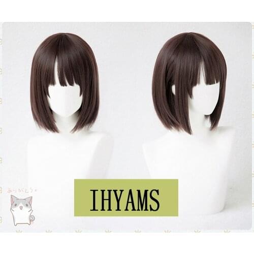 Kuraishi Eriko From Re:Dive Anime Synthetic Brown Hair Cosplay Costume Wigs Bobo + Wig Cap