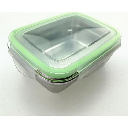 Stainless Steel Rectangular Fresh-keeping Box With Lid Sealed Antibacterial Lunch Box Refrigerator Fruit Freezing Storage Box