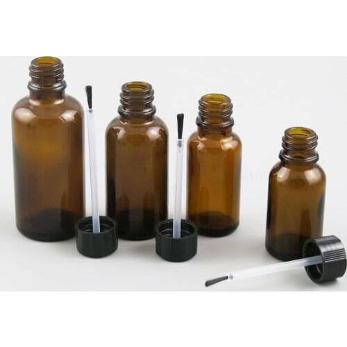 5ml 10ml 15ml 20ml 30ml 50ml 100ml Empty Amber Glass Nail Polish Bottle For Nail Art With Brush Cap 200pcs