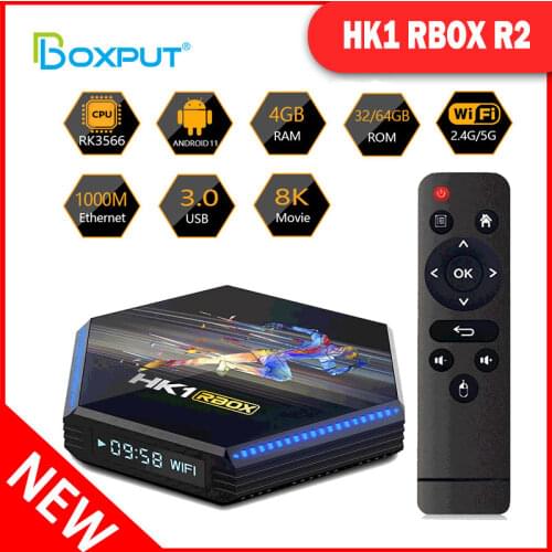 RK3566 HK1 RBOX R2 Android 11.0 Tv Box Rockchip3566 8G RAM 64GB Dual Wifi 2.4G/5G 8K Ultra HD Media Player Netflix Account TvBox