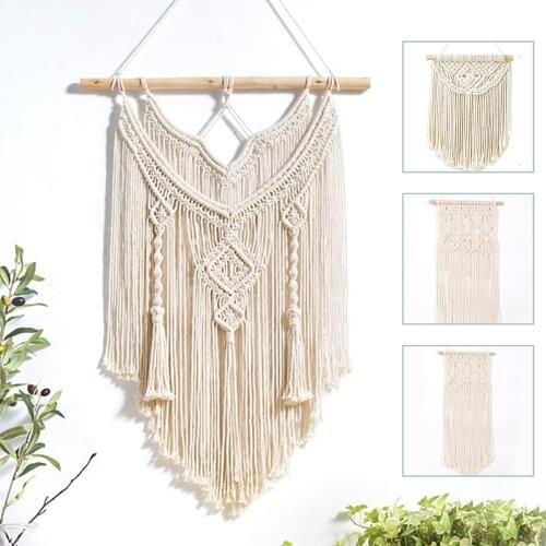 Manual Woven Tassels Macrame Tapestries Home Decoration Cotton Rope Hanging Wall Decor