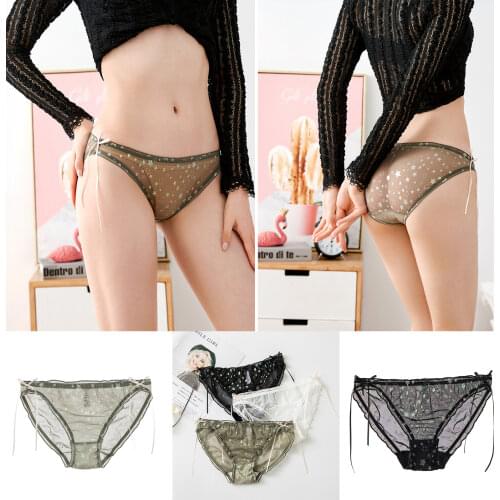 Sexy Mesh Underwear Female Japanese Small Clear Transparent Girl Low Waist Briefs Summer Lolita Seamless Lingerie Femme