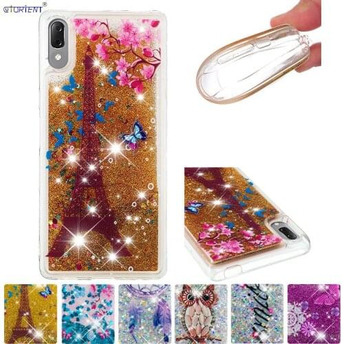 Silicone Cover for Sony Xperia L3 Cute Dynamic Liquid Quicksand Glitter Case Sony L 3 L3312 L3322 L4312 L4332 Fitted Soft Cases
