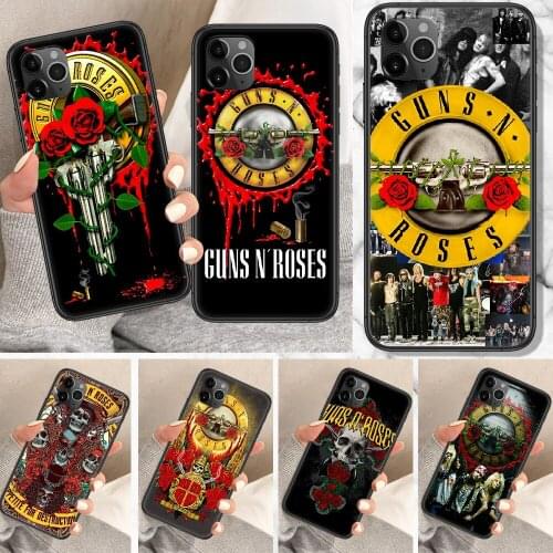 Guns N Roses Phone Case For iphone 5 5S SE 2 6 6S 7 8 11 12 Mini Plus X XS XR Pro Max black fashion hoesjes tpu coque silicone