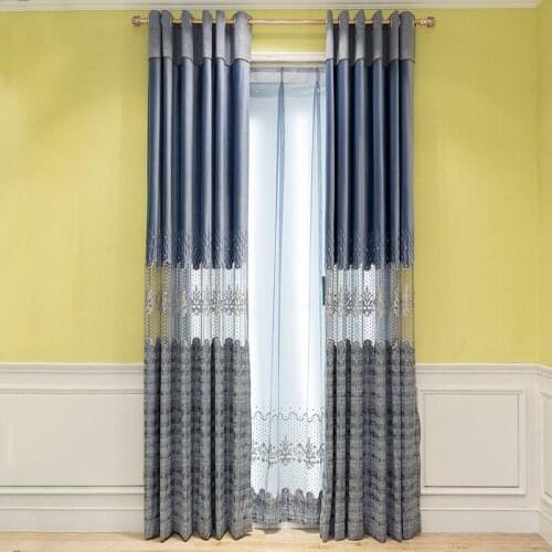 Light Luxury New Flannel Stitching Chenille Curtains Hollow Embroidered Curtains Living Room Bedroom Bay Window