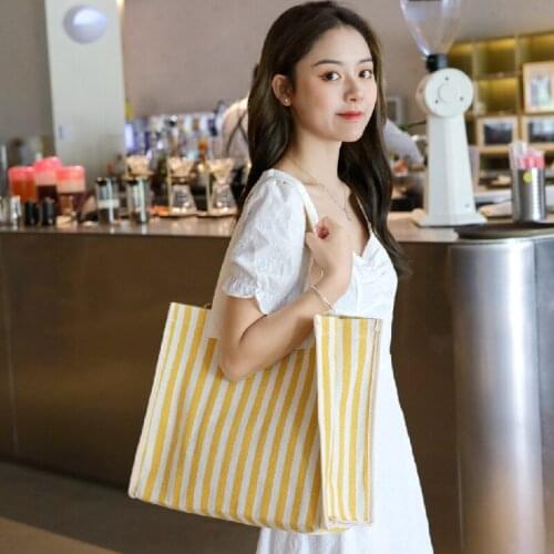 Ladies Fashion Foldable Reusable Eco-friendly Shopping Tote Bag Groceries Foldable Storage Bag Zipperless Canvas Shopping Bag
