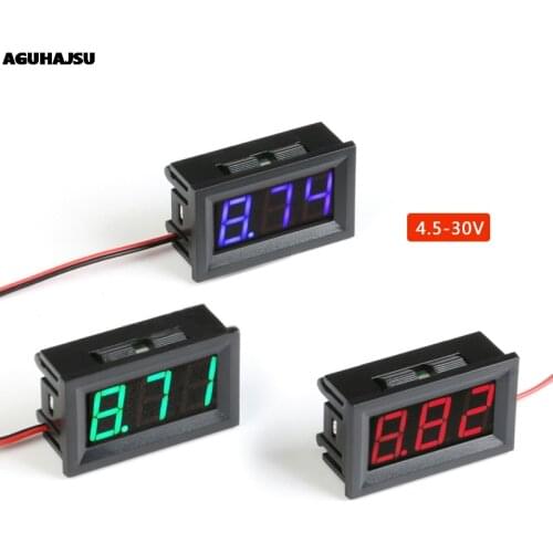 0.56" 0.56 Inch DC 4.5/4.7/5~30V Red Blue Green LED Display Panel Voltage Meter Voltmeter 2 Wires Three Digital Voltage Meter