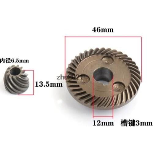 1 pair Replacement Metal Grinding Spiral Bevel Pinion Ring Gear Set Gray for Angle Grinder 9523NB