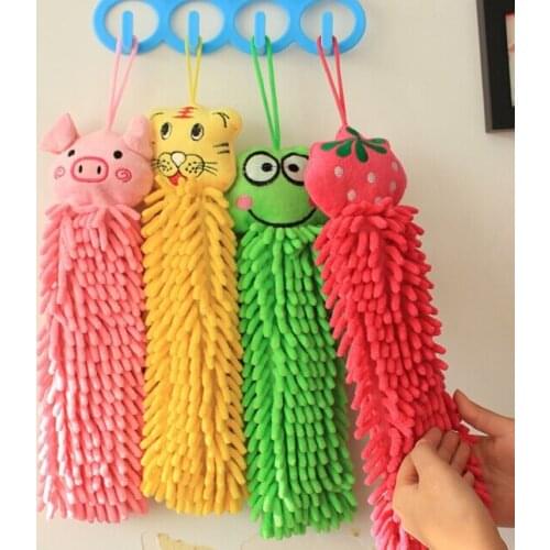 1PC Children Nursery Hand Towel Cartoon Kitchen Bath Hanging Wipe Towel Car Cleaning Cloth Microfiber Towel Car Glasses OK 0084