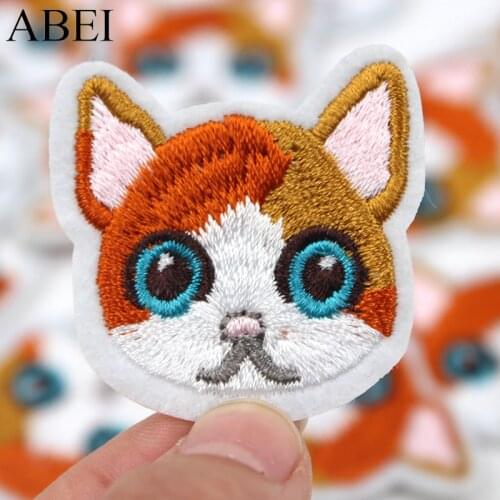 10pcs/lot Cartoon Cute Cat Patches Iron On Little Animals Applique for Apparel Clothes Backpack DIY Jeans Stickers Sewing Badge