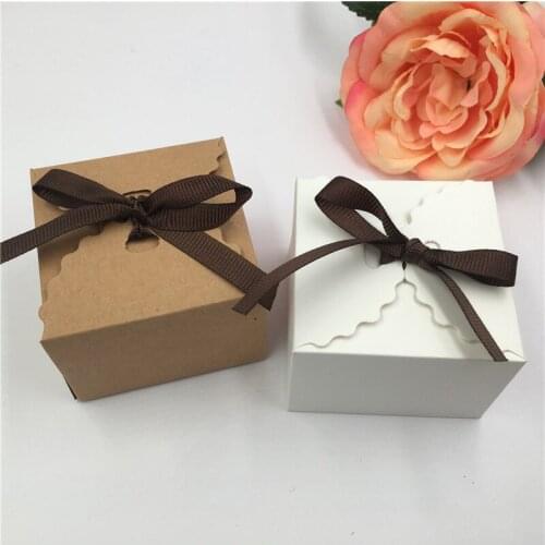 20pcs Paper Handmade Soap Packing Box Wedding Sweets Candy Gift Favour Boxes With Ribbon Decorations