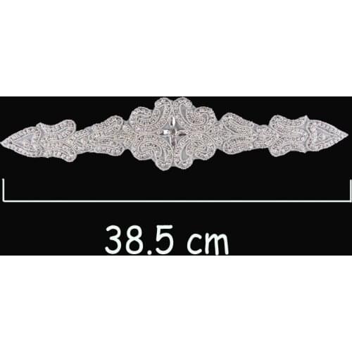 30pcs/lot)Factory Price Sew On Crystal Diamond Rhinestone Appliques Patch Hot Fix Beaded Trim For Girl Wedding/Bridal Dress