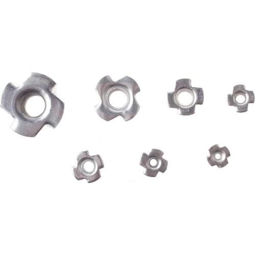 5/10/20/50PCS M3 M4 M5 M6 M8 M10 M12 Zinc Plated Four Claws Nut Speaker T-nut Blind Pronged Insert Tee Nut Furniture Hardware