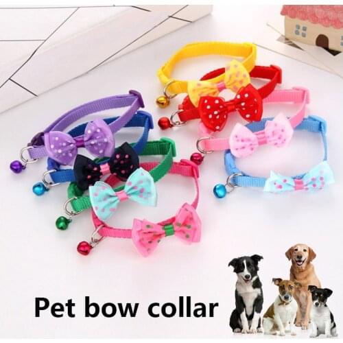 1 Pcs Pet Bow Collar with Bell Dog Puppy Cat Bowknot Neck Strap Dressing Favors STTA889