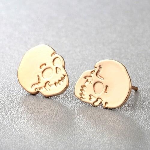 CHENGXUN 2020 Creative Skull Skeleton Stud Earrings for Women Gold Tone Punk Rock Biker Earrings for Men Jewelry Earring Evil