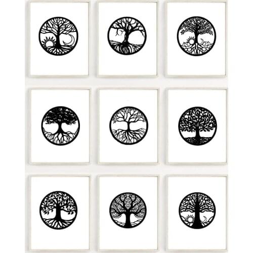 Tree of Life Black and White Modern Abstract Art Posters and Prints Scandinavian Minimalist Home Wall Art Decor Canvas Painting