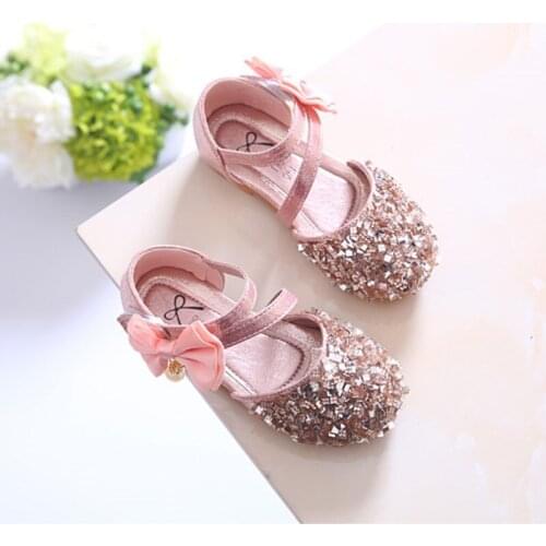 1 3 5 7 10 12 Years Children Fashion Bow Baby GirlS Princess Dress Beach Glitter Leather Shoes Kids Summer Dance Sandals 2021