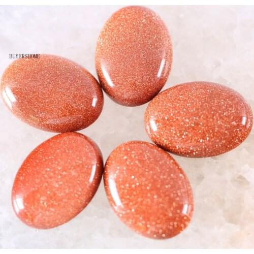 For Jewelry Making Necklace Pendant Bracelet Earrings 22x30MM Oval Natural Stone Bead Gold Sandstone CAB Cabochon 2Pcs K506