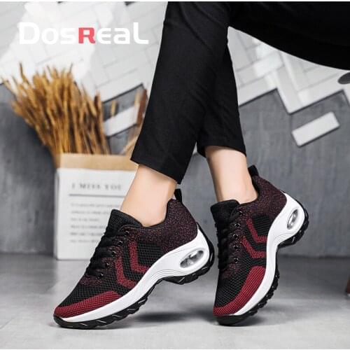 DOSREAL Fashion Air Cushion Women Sneakers Breathable Running Shoes Women Outdoor Fitness Shoes Lace Up Casual Shoes flats