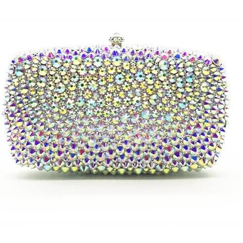 Elegant Luxury Diamond Women Evening Clutch Crystal Party Encrusted Bags Rhinestones Wedding Handbag Metal Clutches Bag silver