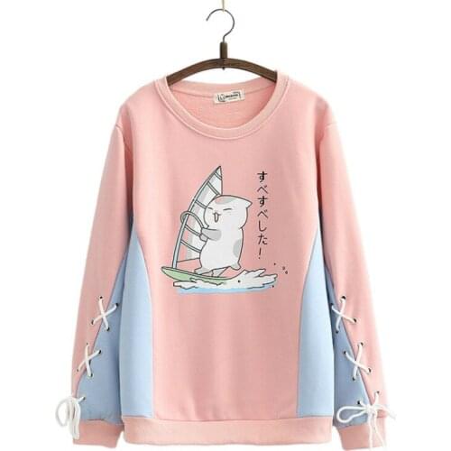 Fleece Plus Velvet Hoodies Sweatshirts For Teen Girls Cartoon Print O-neck Hoodies 2021 Winter Thick Cute Pullover Tracksuits