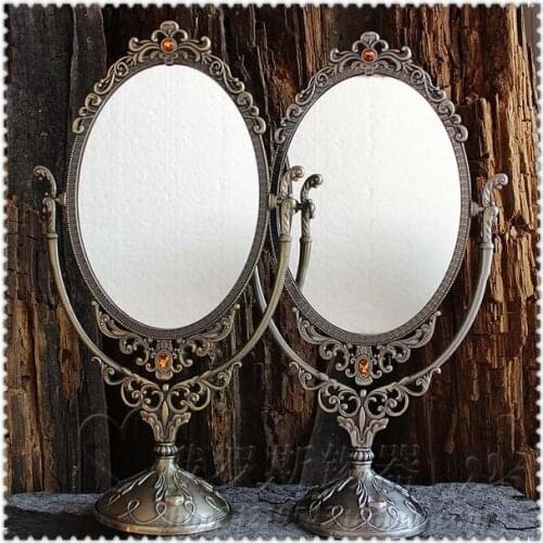 Ginny cherishes retro high-end European desktop mirror creative double-sided cute desktop Princess Makeup Mirror dressing mirror
