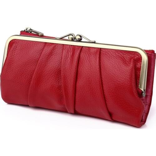 Genuine Leather Women Wallet Long Clip Women Purse Clutch Brand Designer Cow Leather Ladies Wallet Female Phone Purse