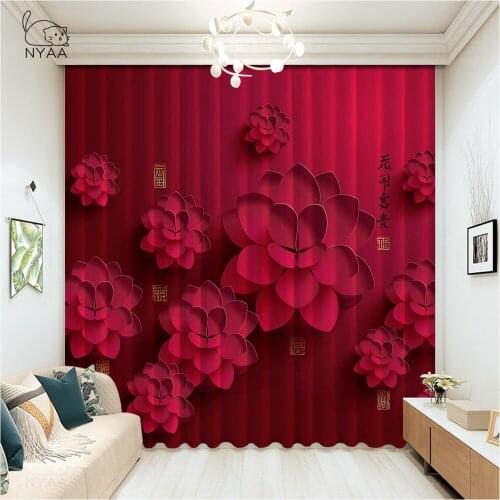 Red Curtains For Living Room Decorations 2021 Curtain Bathroom Window Drapes Chinese New Year Curtain Micro Shading