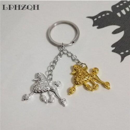 LPHZQH Fashion Boho Chic Poodle Dog Key Chain Women Handbag Pendant Trendy Charm Accessories Key Ring Jewelery Steampunk