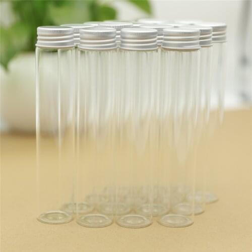 12 Pieces 30*150mm 80ml Small Glass Bottle Aluminum Caps Glass Jars Transparent Glass Containers Perfume Vial Bottle
