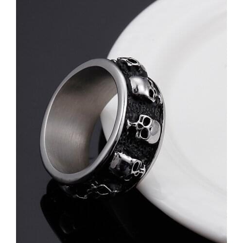 Stainless steel ring male domineering retro skeleton fashion rock punk titanium steel men ring
