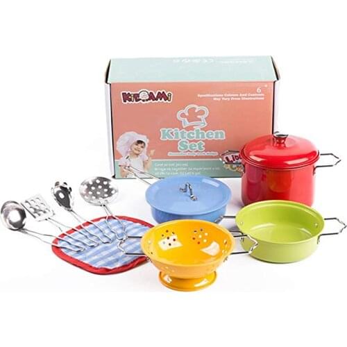 11Pcs Colorful Kitchen Toy Set Utensils Cooking Pots Pans Food Dishes Mini Simulation Kids Cookware Pretend Play Toys