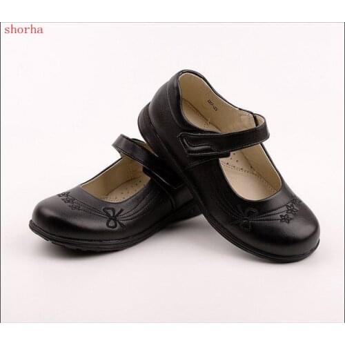 New fashion Girls Leather Shoes Black Autumn Anti Slip Flat with Kids Party Wedding Princess Shoes for Girls school shoes