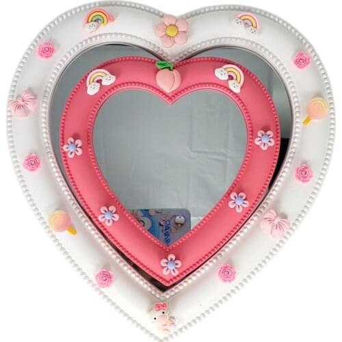 Love Desktop Mirror Web Celebrity Cosmetic Mirror Decorative Mirror Girl Heart Student Dormitory Mirror Portable Home Girl Mirro