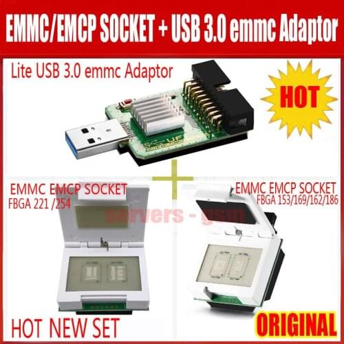 NEW Original Lite USB 3.0 emmc Adaptor+ EMMC/EMCP Socket(FBGA FBGA 153/169/162/186/221/254) Test Socket Adapter for UFI-Box