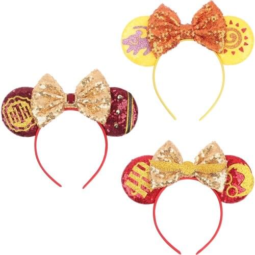New 5'' Big Sequins Bow Cartoon Mouse Ears Hairband Kids Headband Women Party Decoration European Trendy Hair Accessories