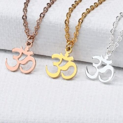 Unisex Indian Sanskrit OM Symbol Necklace For Women Men Gold Chain Delicate Necklaces Pendants Fashion Jewelry Accessories 2020