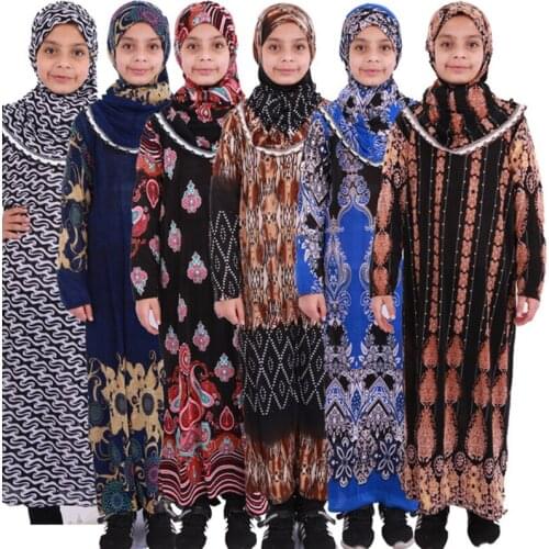 Eid Ramadan Kids Girls Muslim Abaya Turkey Hijab Dress Kaftan Dubai Caftan Islam Abayas Children Ramadan Islamic Clothing Robe