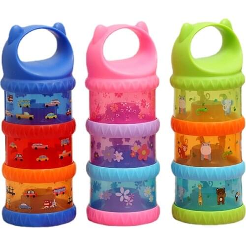 Baby milk powder box portable out large-capacity three-layer compartment storage tank sealed complementary food milk powder box