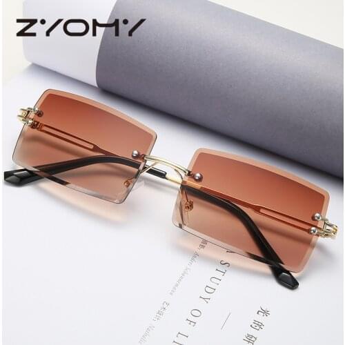 Q Small Rectangle Sunglasses Women Rimless Square Glasses For Women Summer Unisex Fashion Eyeware Oculos De Sol очки UV400