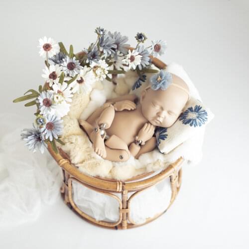 Newborn Photography Props Woven Rattan Basket Retro Split Chair Baby Girl Boy Photo Shoot Sofa Bed Studio Fotografie Accessoires