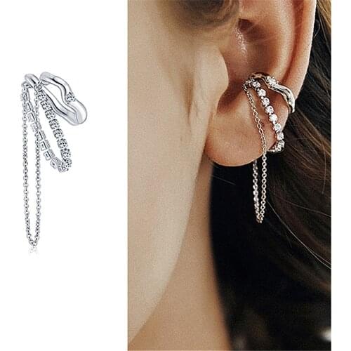 2021 New Fashion Clip Earrings Metal Trendy Women Simple No Ear Hole Earrings Multi-layer Tassel Female Elegant Jewelry