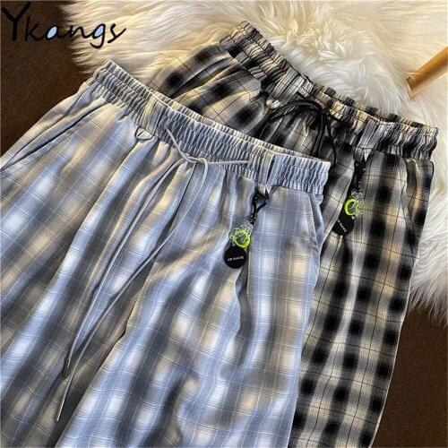 Casual High Waist Aesthetic Plaid Street Sport Shorts Women Clothing 2021 Fashion Biker Shorts Harajuku Korean Style Capri Pants