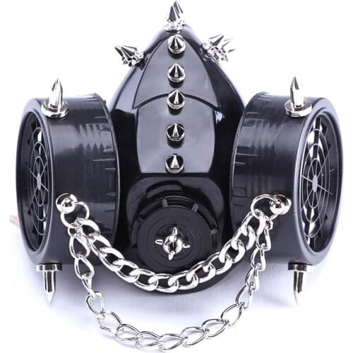 Steampunk Stud Chain Masks Retro Punk Respirator Cyber Goth Cosplay Rivet Mask Party Accessories