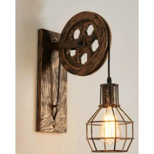 Creative Lifting Pulley Wall Lamp Retro Iron Loft Light Dining Hall Corridor Room Decorative Light Fixture Home Decor Wall Light