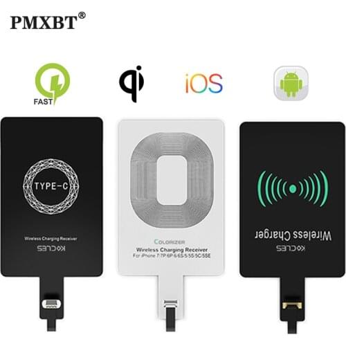 Universal Qi Wireless Charger Receiver For iPhone 7 6S Plus 5S Mobile Phone Micro USB Type C Wireless Charging Converter Adapter
