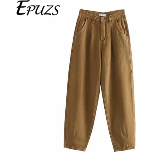 Vintage white blue mom jeans women high waist jeans 2019 winter loose denim Harem pants Casual boyfriend jeans for women